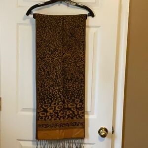 Cashmere Feel Super Soft 100% Acrylic Women’s Leopard Print Fringe Scarf 12x72